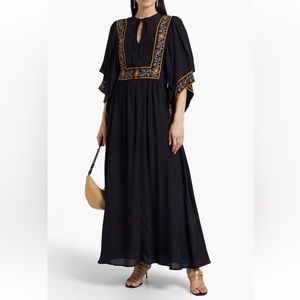 ANTIK BATIK Romie rickrack-trimmed embroidered crepe de chine maxi dress